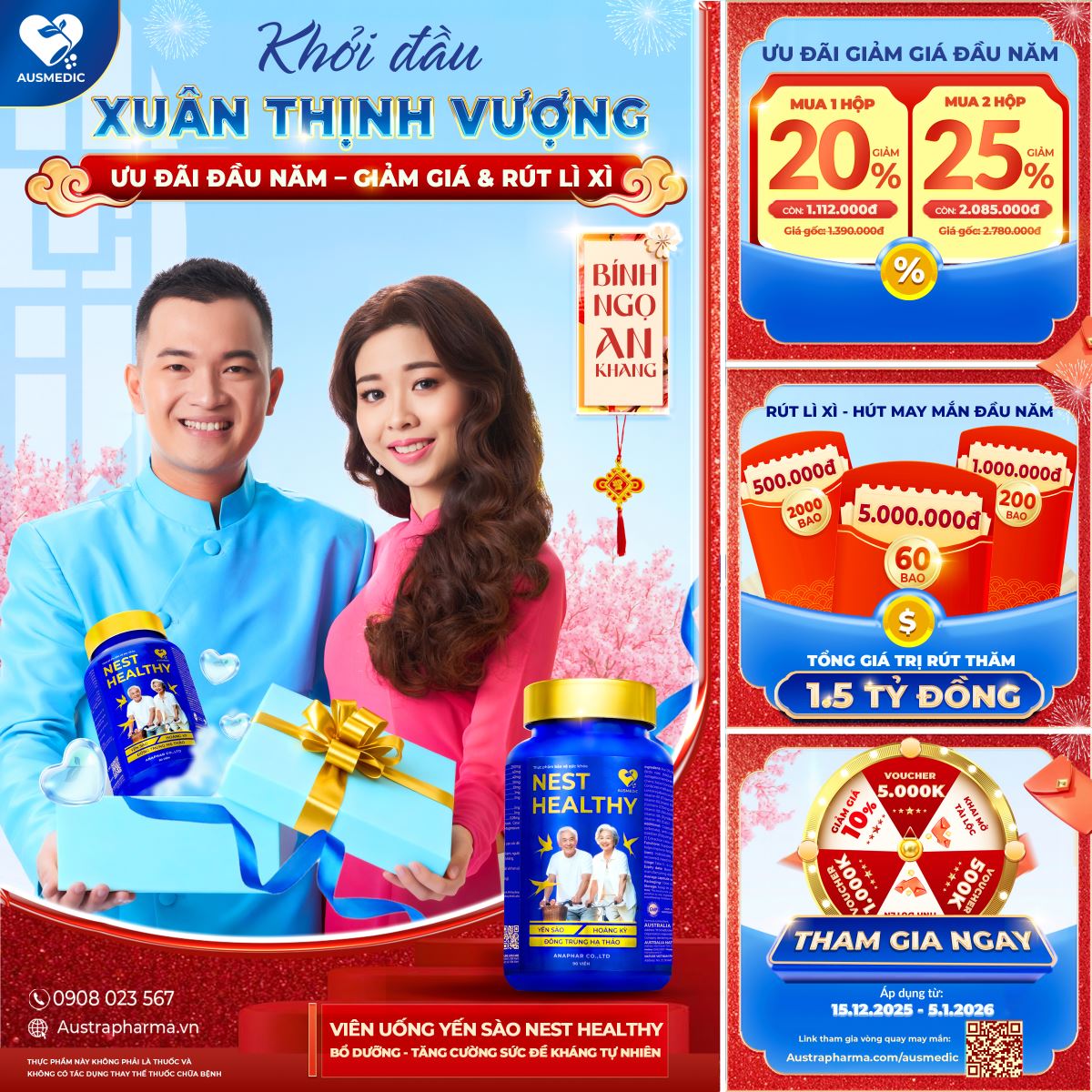 KHỞI ĐẦU XUÂN THỊNH VƯỢNG: LÌ XÌ TIỀN TỶ & GIẢM SỐC 25% – SĂN NGAY BỘ BA YẾN SÀO CAO CẤP TỪ AUSMEDIC!