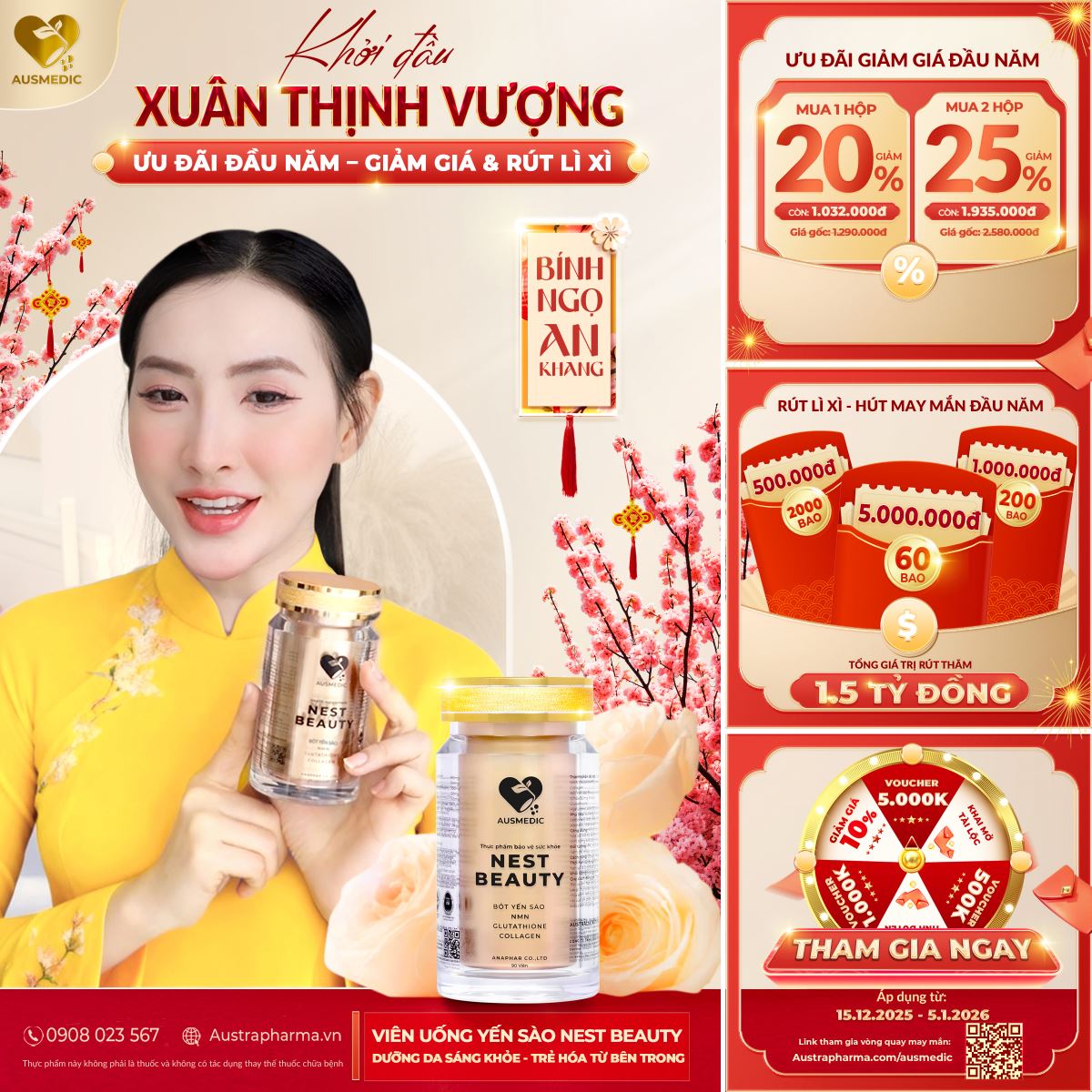 KHỞI ĐẦU XUÂN THỊNH VƯỢNG: LÌ XÌ TIỀN TỶ & GIẢM SỐC 25% – SĂN NGAY BỘ BA YẾN SÀO CAO CẤP TỪ AUSMEDIC!