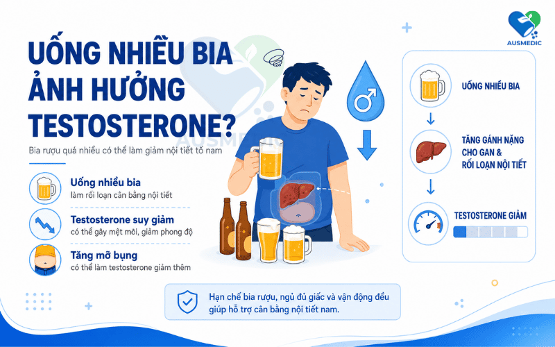 Bia giảm testosterone: vì sao uống nhiều bia làm nam giới xuống sức và giảm ham muốn?